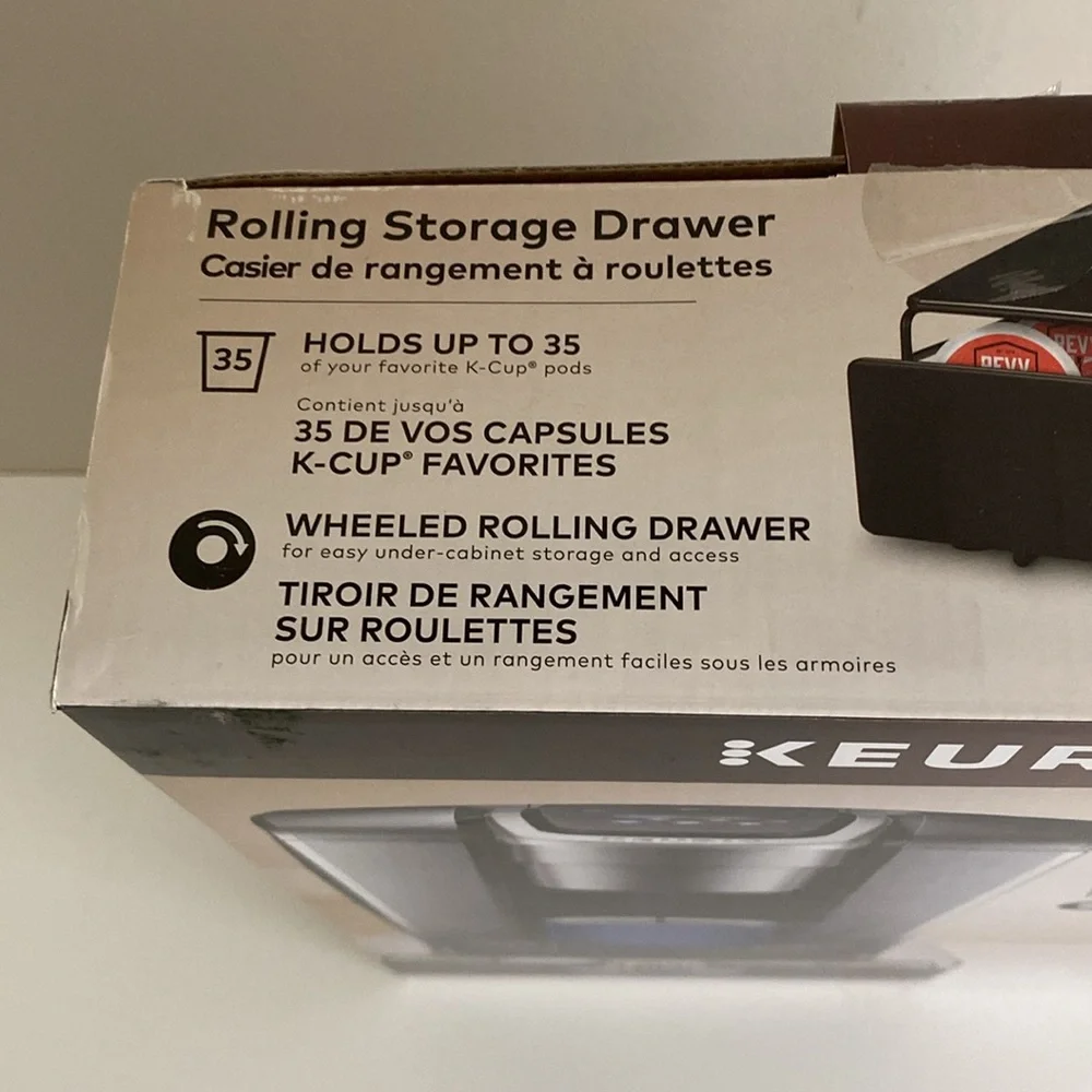 Keurig Storage Drawer with wheels for 36 ct K-cups Black and Silver rolling NEW - Picture 4 of 7